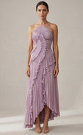 Elise | Pleated Halter Midi Dress