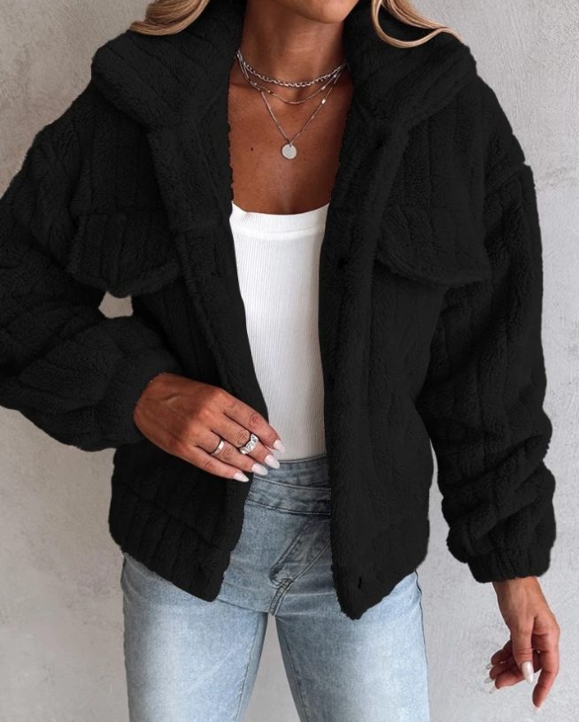 Zinnia - Notch-Collar Oversized Textured Jacket