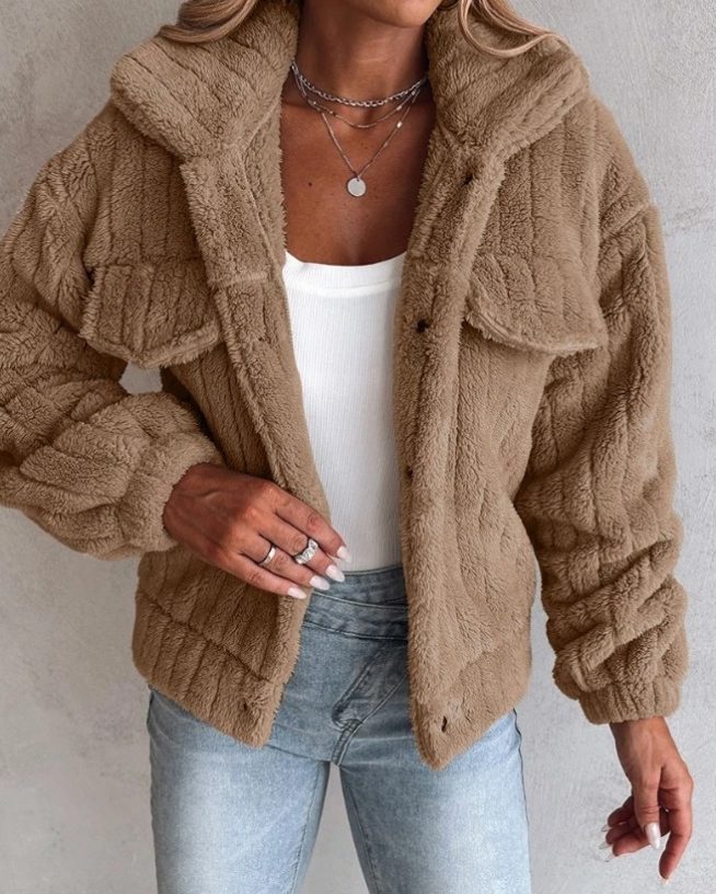 Zinnia - Notch-Collar Oversized Textured Jacket