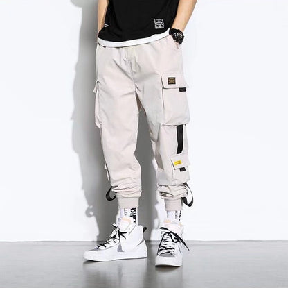 Men's oversized cargo pants with wide leg - khaki