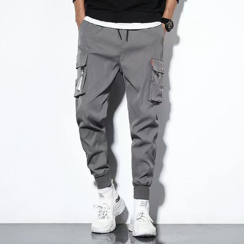Men's oversized cargo pants with wide leg - gray
