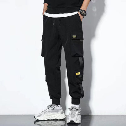 Men's oversized cargo pants with wide leg - black
