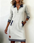 Sylvie | Zip-Collar Sweatshirt Dress