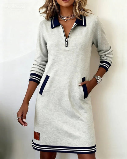 Sylvie - Zip-Collar Sweatshirt Dress