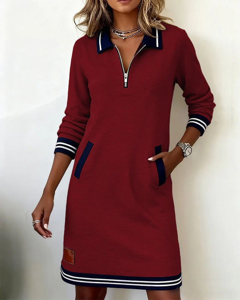 Sylvie - Zip-Collar Sweatshirt Dress