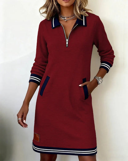 Sylvie - Zip-Collar Sweatshirt Dress