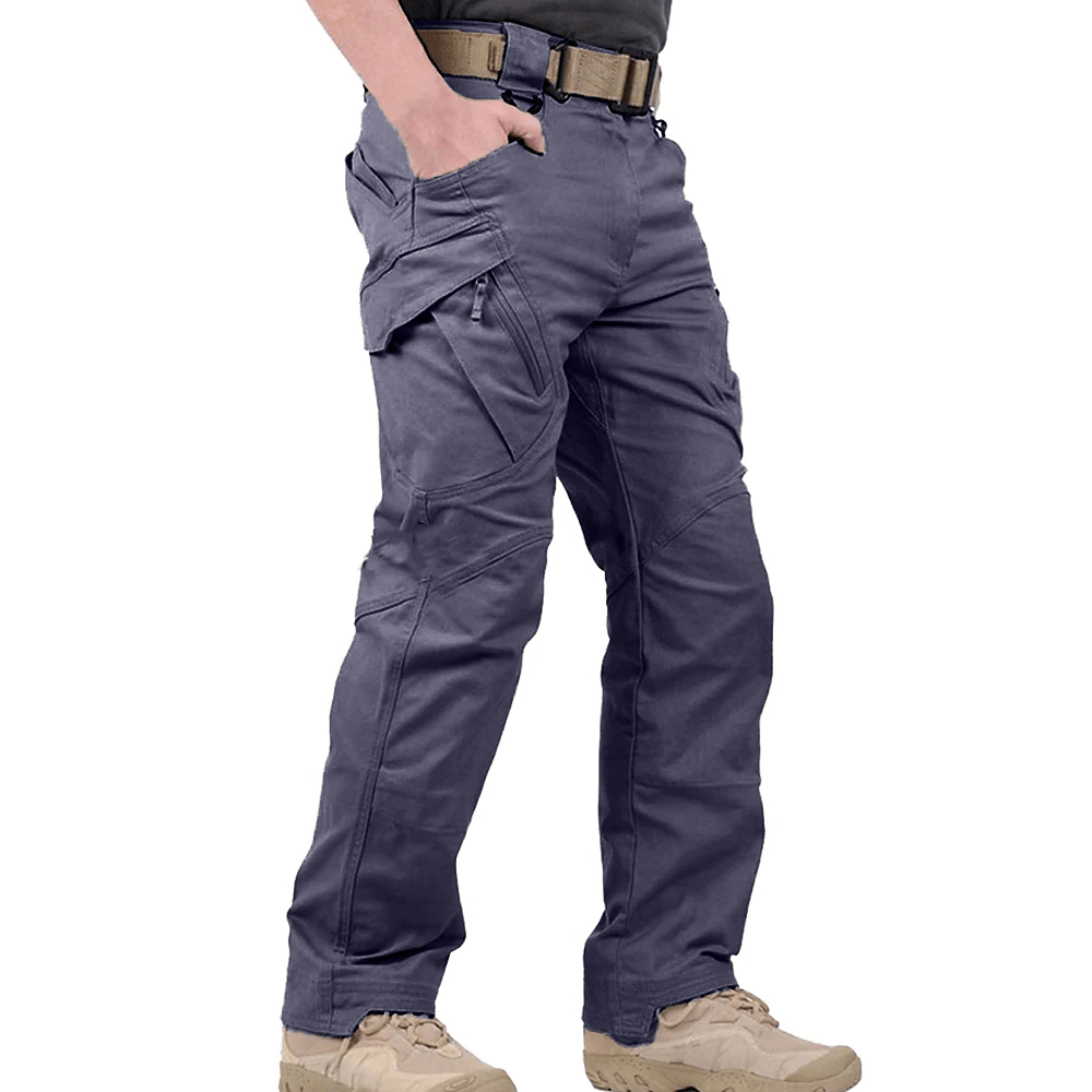 Men's relaxed cargo pants with elasticated cuffs - grey