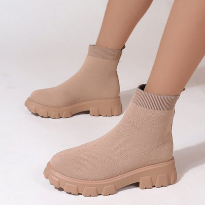 Women's mid heel sock style ankle boots