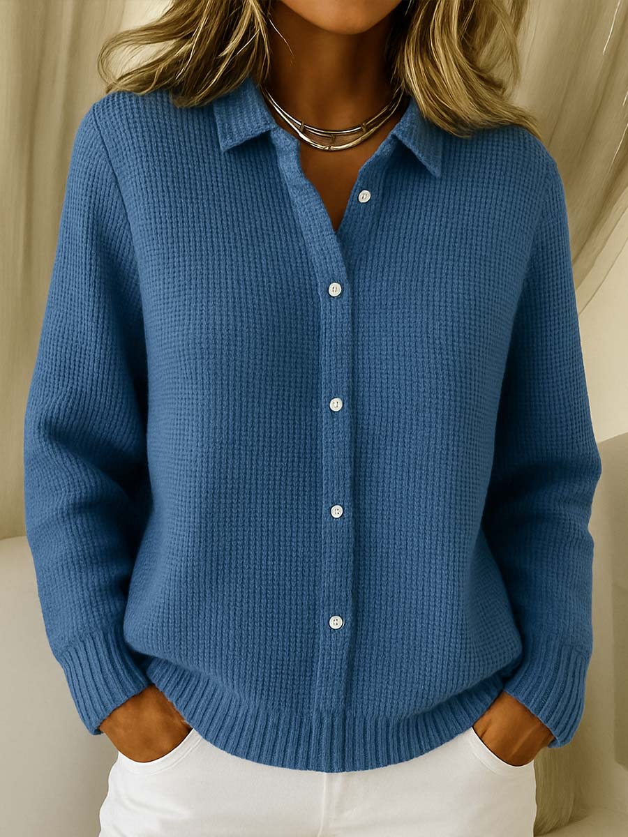 Jacinta - Collared Button-Front Knit Cardigan