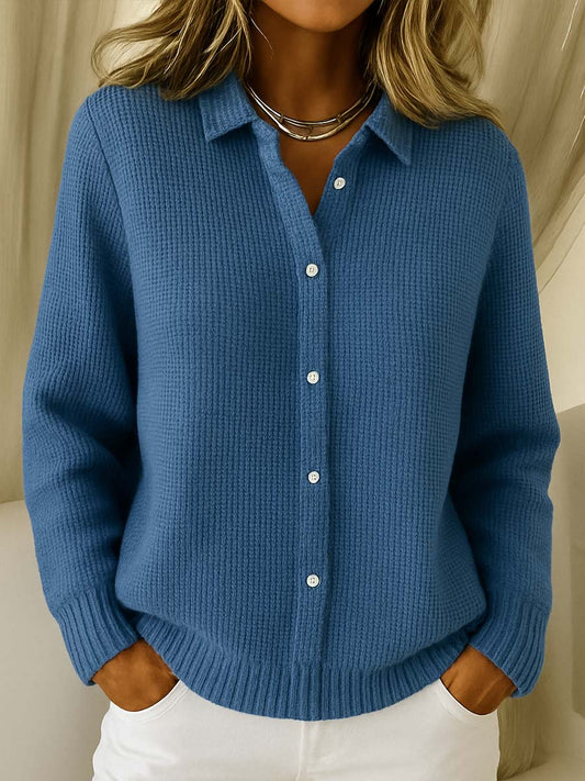 Jacinta - Collared Button-Front Knit Cardigan