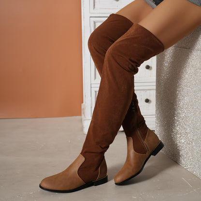 Women's over the knee suede boots with side zipper
