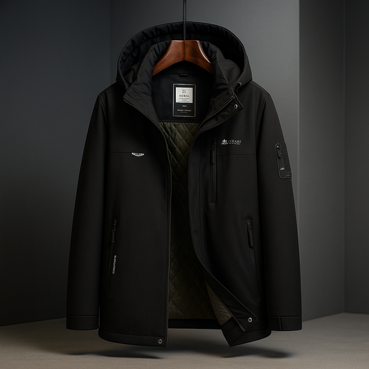 Hooded Down Puffer Jacket for Men - black