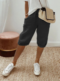 Faye | Women's Linen Drawstring Cropped Bermuda Shorts