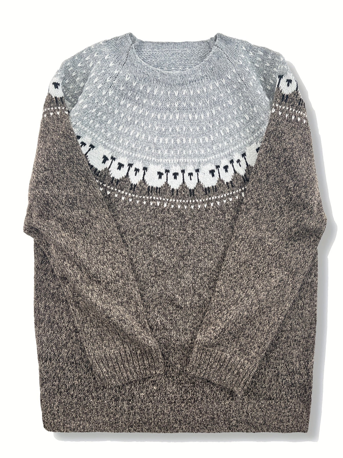 Ingrid - Nordic Sweater with Sheep Jacquard Pattern
