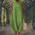 Fern | Women's Cotton Embroidered Sleeveless Midi Dress