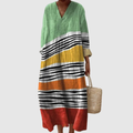 Halina | Draped Striped Midi Dress