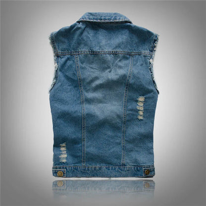 Harold - Denim Gilet with Distressed Finish