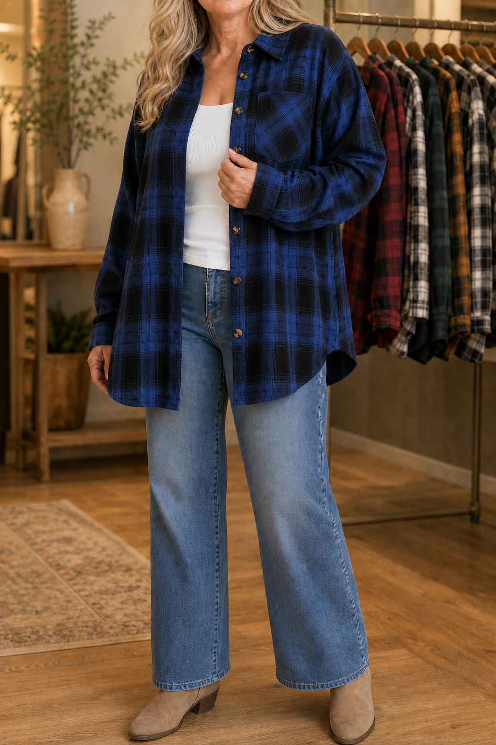 Godiva - Oversized Buffalo Check Shacket