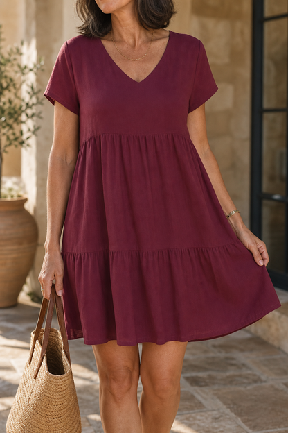 Elowen - V-Neck Tiered Ruffle Midi Dress