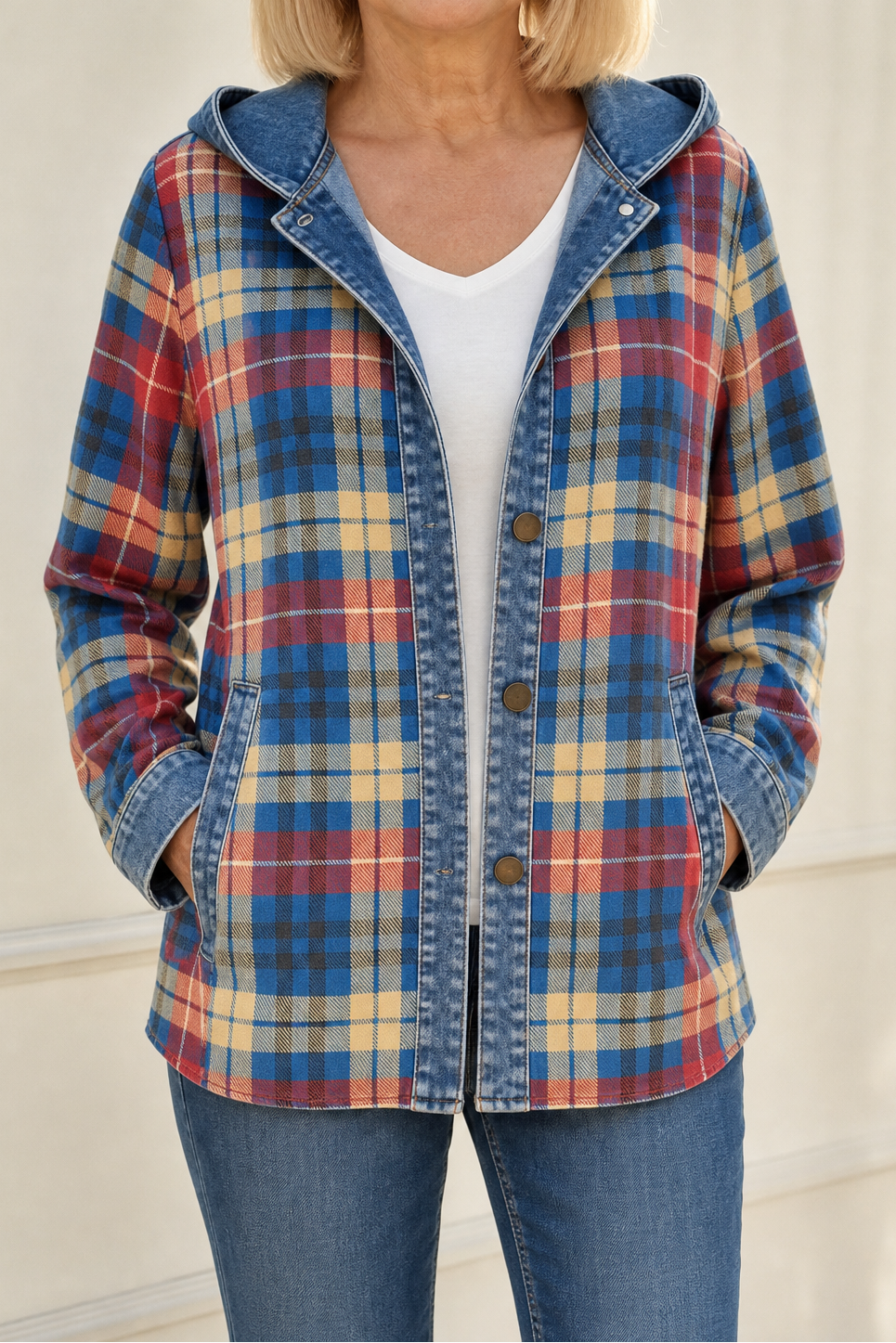 Farrah - Hooded Knit Cardigan with Contrast Trim