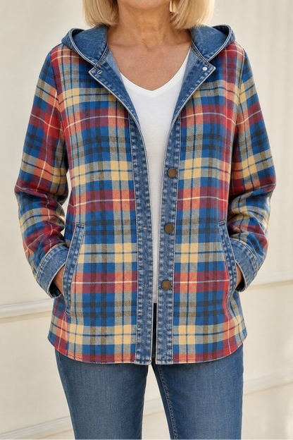 Farrah - Hooded Knit Cardigan with Contrast Trim