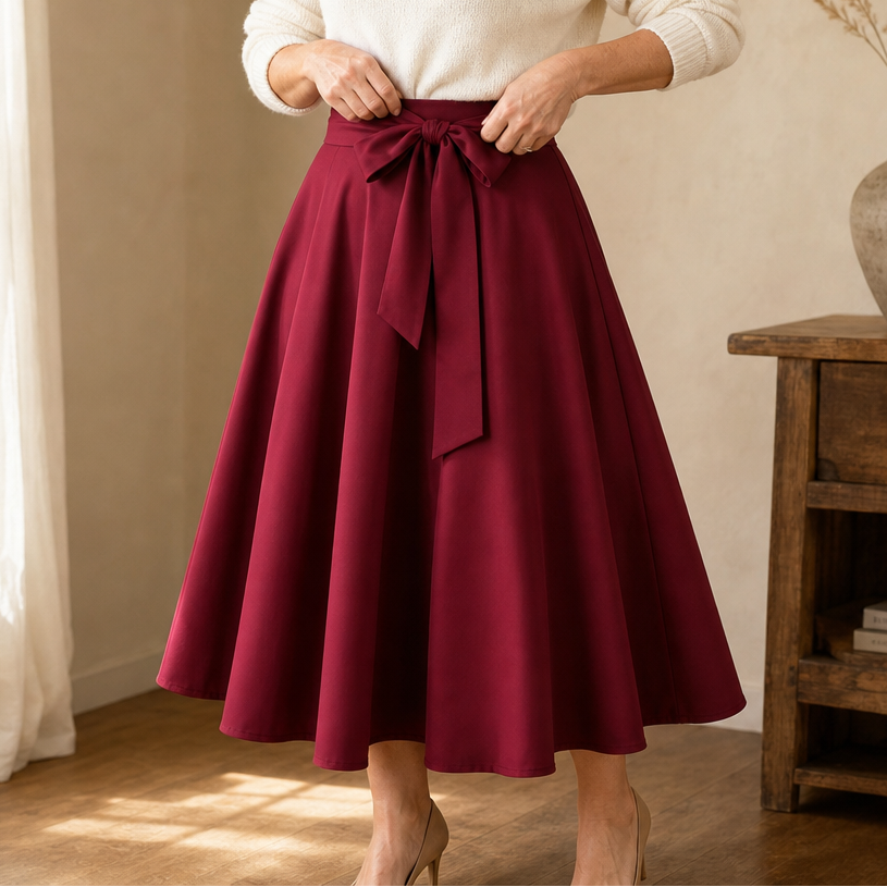 Gaetane - Self-Tie Pleated Midi Skirt