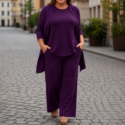 Ulrikke - Three-Piece Top, Trouser and Cardigan Set