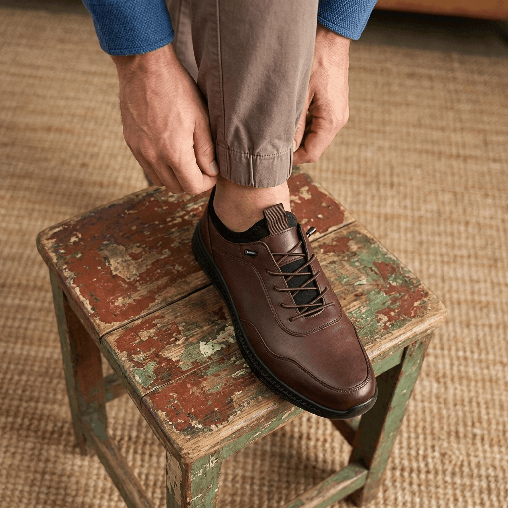 Casual Leather Sneakers with Cupsole for Men