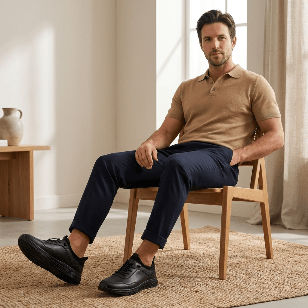 Casual Leather Sneakers with Cupsole for Men