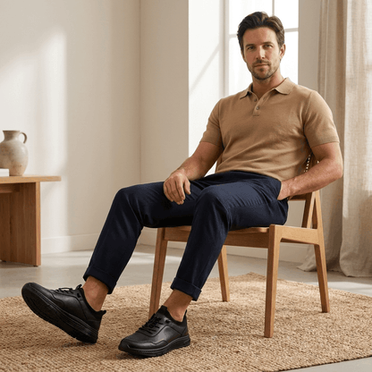 Casual Leather Sneakers with Cupsole for Men