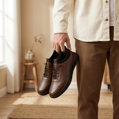Casual Leather Sneakers with Cupsole for Men