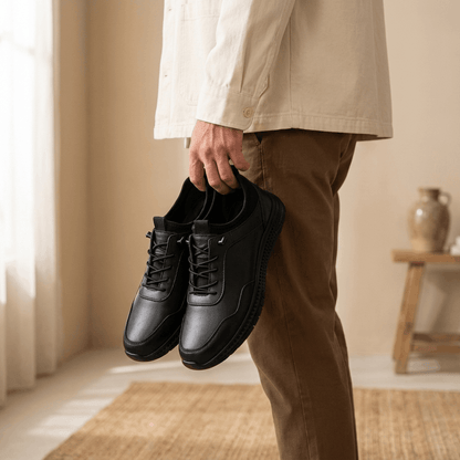 Casual Leather Sneakers with Cupsole for Men