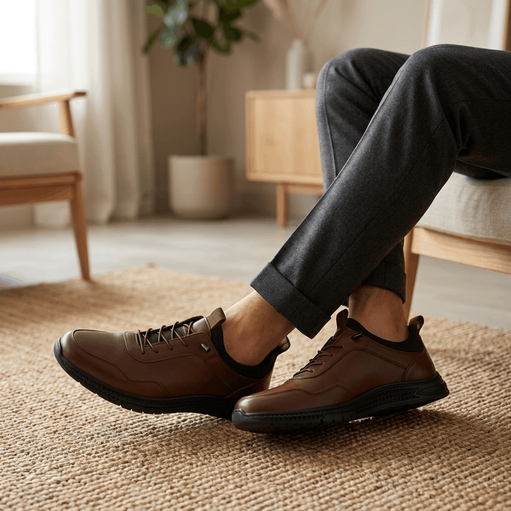 Casual Leather Sneakers with Cupsole for Men