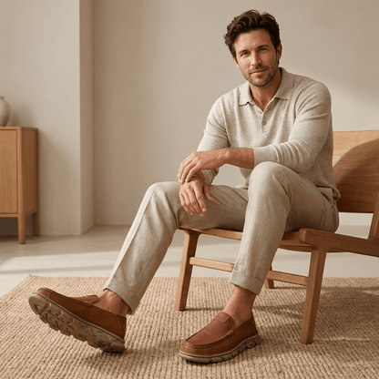 Slip On Leather Loafers with Apron Toe for Men
