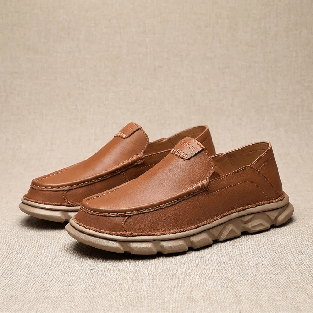 Slip On Leather Loafers with Apron Toe for Men