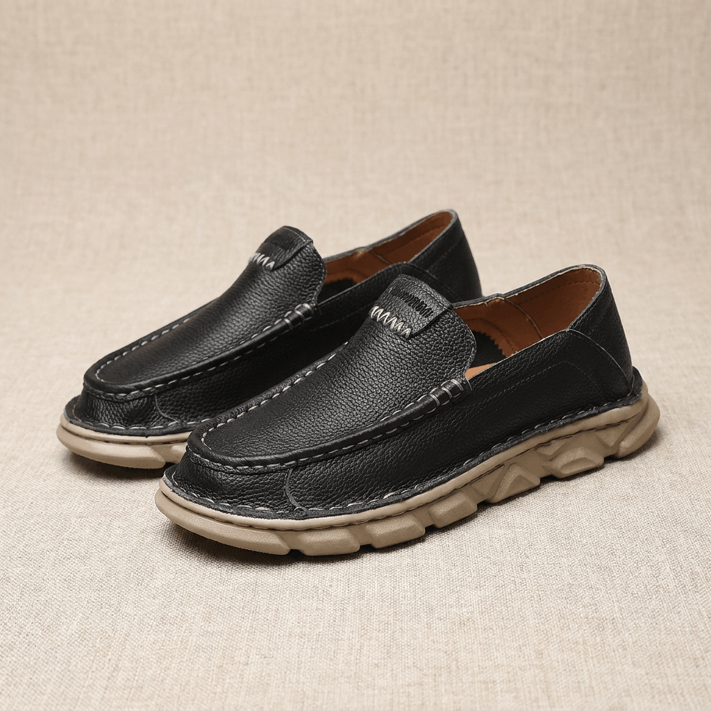 Slip On Leather Loafers with Apron Toe for Men