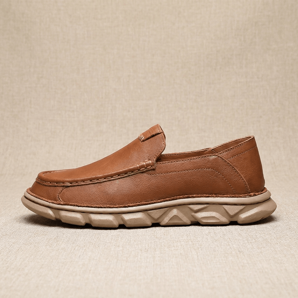 Slip On Leather Loafers with Apron Toe for Men