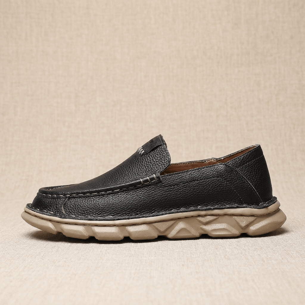 Slip On Leather Loafers with Apron Toe for Men