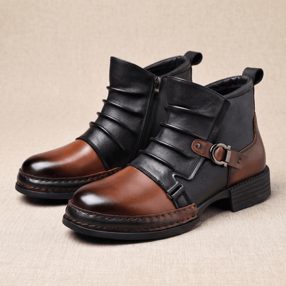 Buckled Ankle Boots with Side Zip for Men