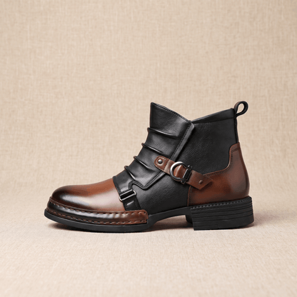 Buckled Ankle Boots with Side Zip for Men