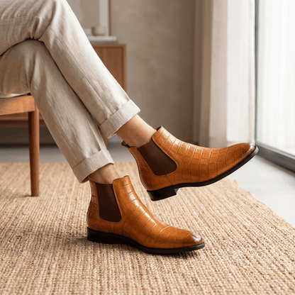 Croc-embossed Chelsea boots for men