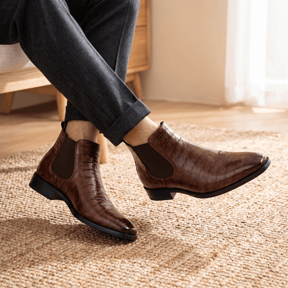 Croc-embossed Chelsea boots for men