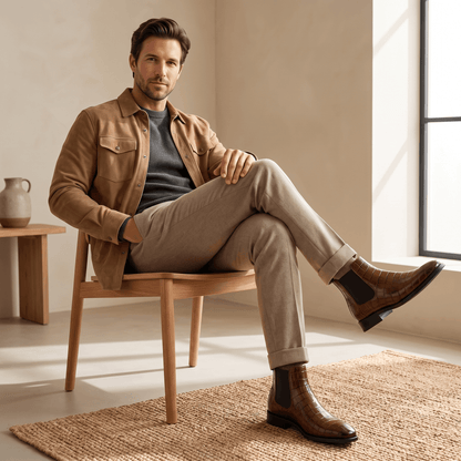 Croc-embossed Chelsea boots for men