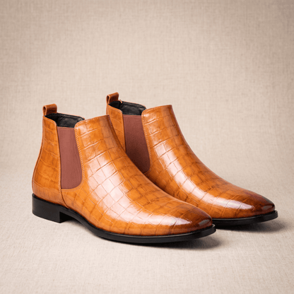 Croc-embossed Chelsea boots for men