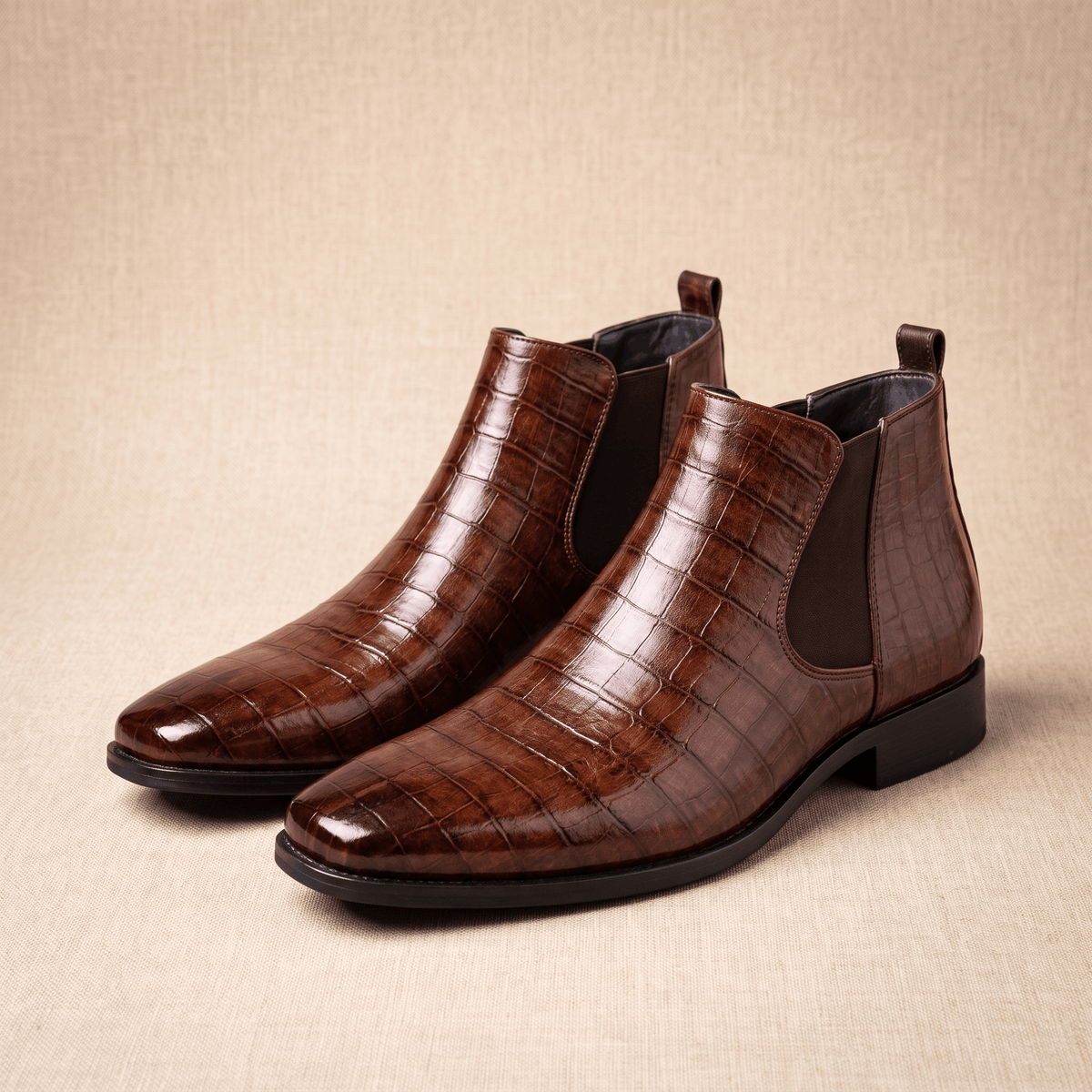 Croc-embossed Chelsea boots for men