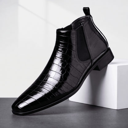 Croc-embossed Chelsea boots for men - black