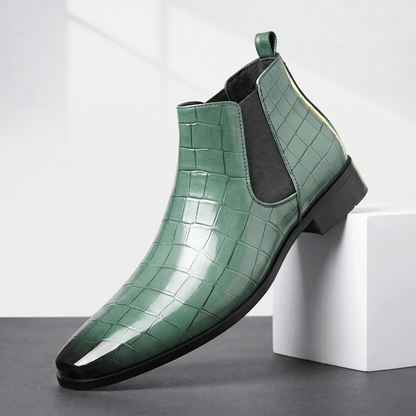 Croc-embossed Chelsea boots for men - green