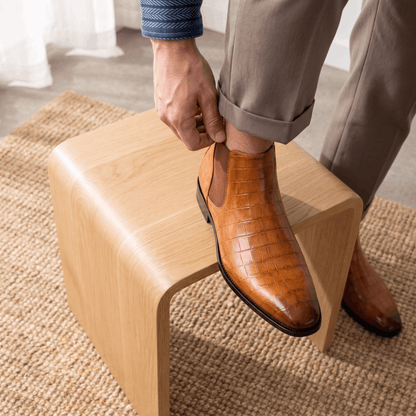 Croc-embossed Chelsea boots for men