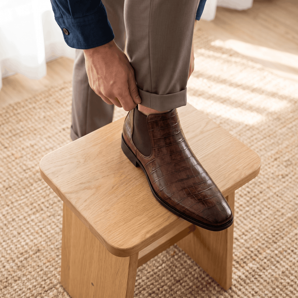Croc-embossed Chelsea boots for men
