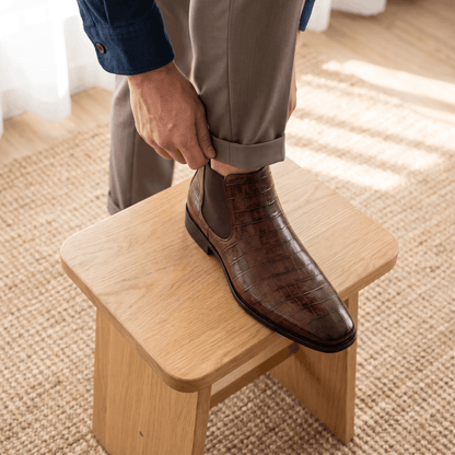 Croc-embossed Chelsea boots for men